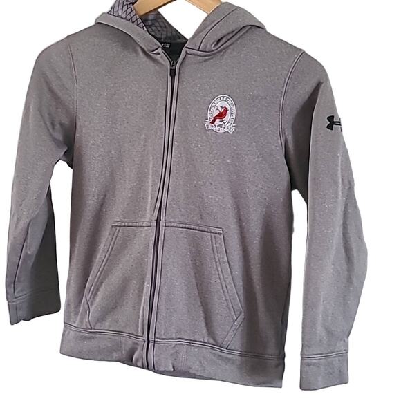 Under Armour Boys Full Zip Hoodie - Youth S/M Gray Embroidered Logo - Picture 3 of 7